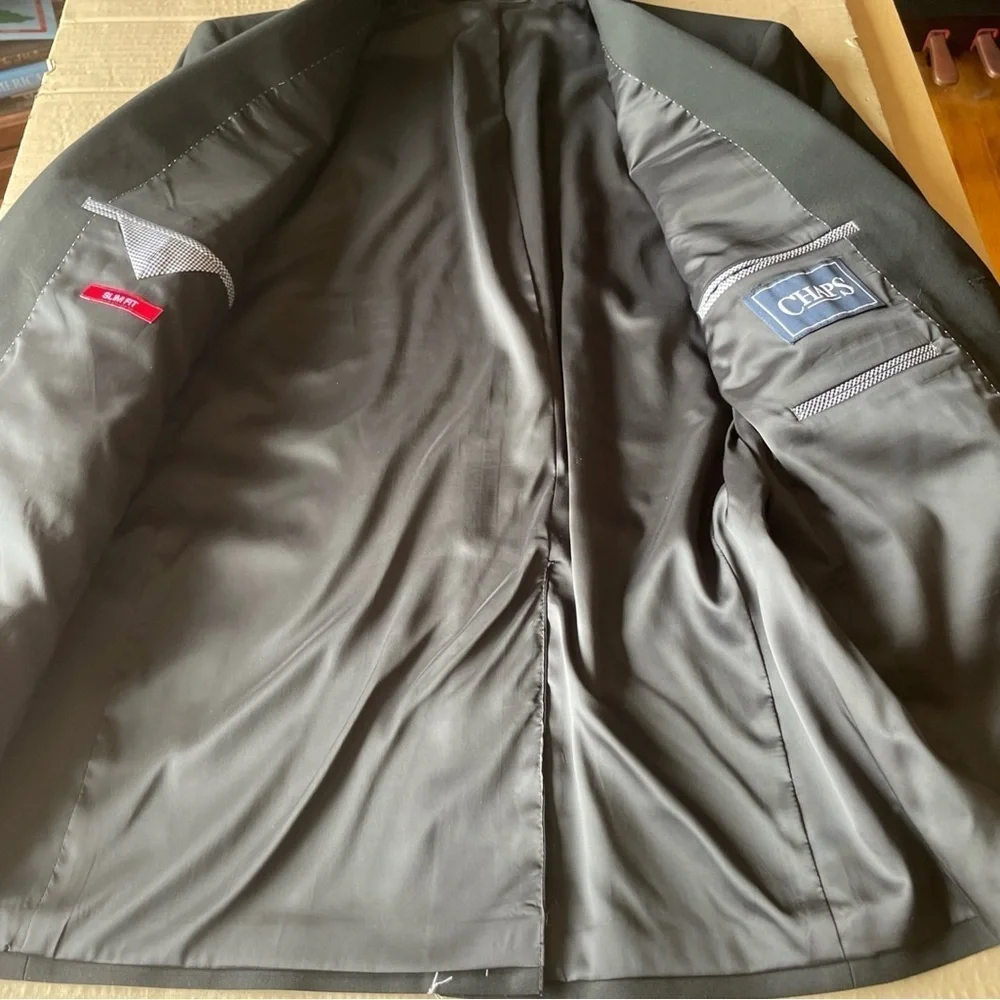 Chaps, Black,Slim Fit Blazer, 42R